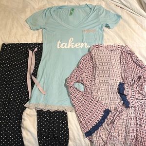 Set of Women’s Pajamas. (Pants, Mask, Gown/Matching Shorts, & Robe)
